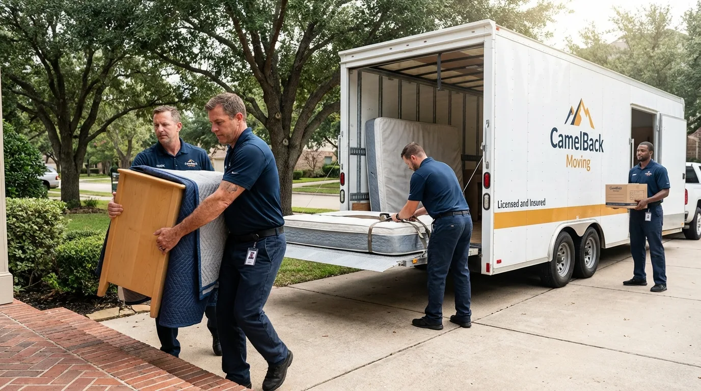 Crew loading residential truck for cross-state move from Waterville, OH