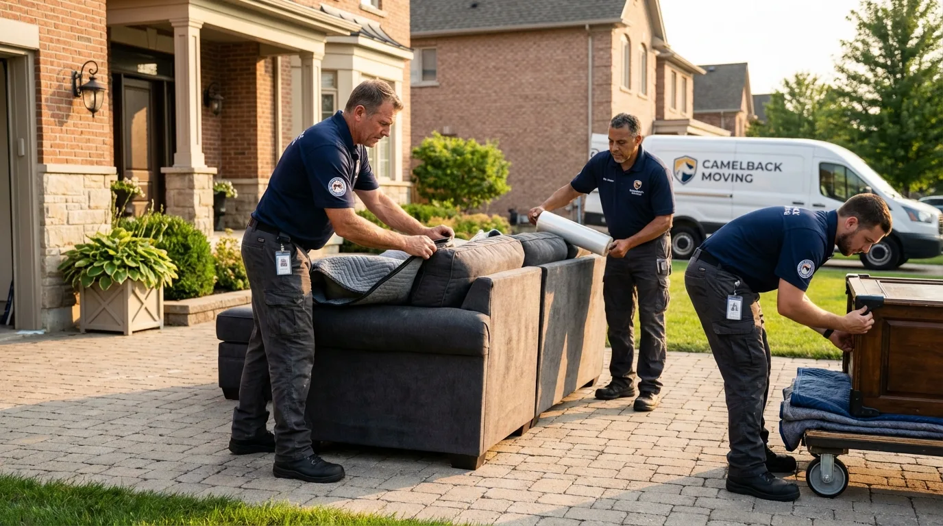 Large estate moving crew wrapping furniture in Waterville, OH